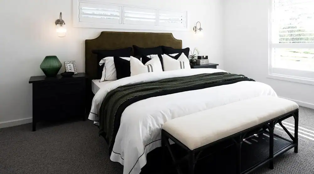 a bed in a prefab home