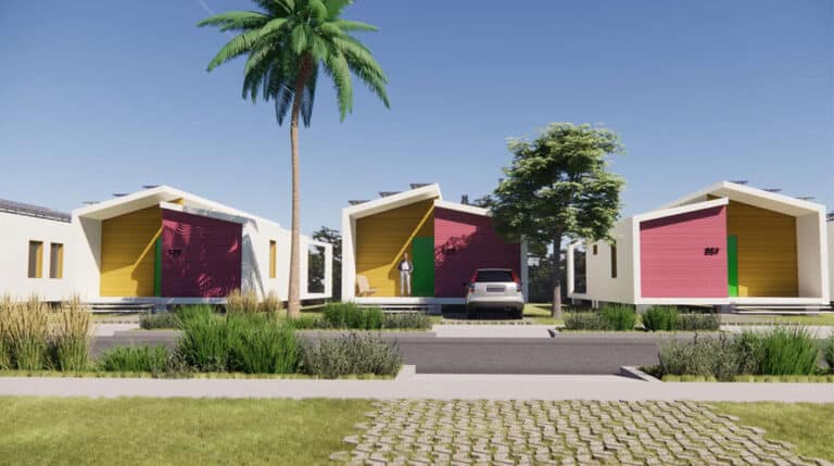 a row of prefab buildings