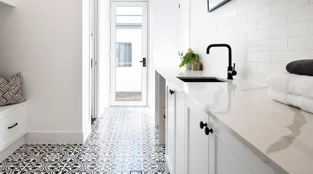 a kitchen in a prefab house