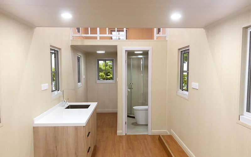 the interior of a mobile prefab home