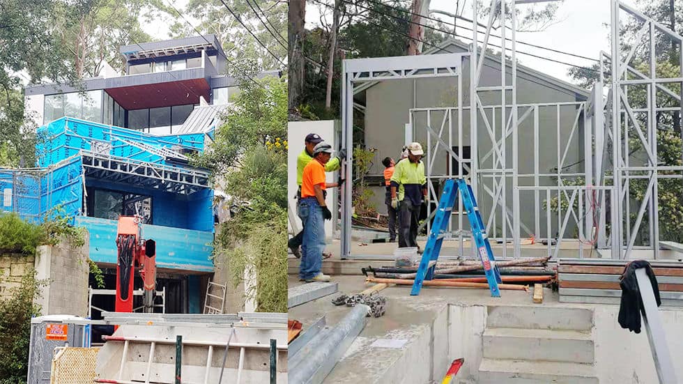 prefab house construction in action