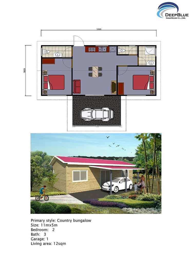 two-bedroom house
