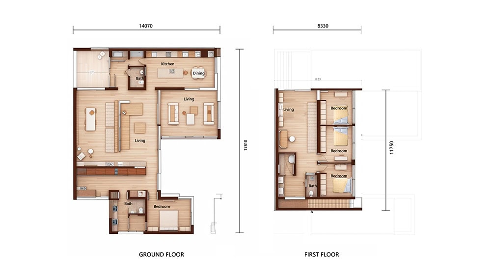 Spacious modern house floor plan with open-concept living, kitchen, and multiple bedrooms, ideal for family living and comfortable modern home design.