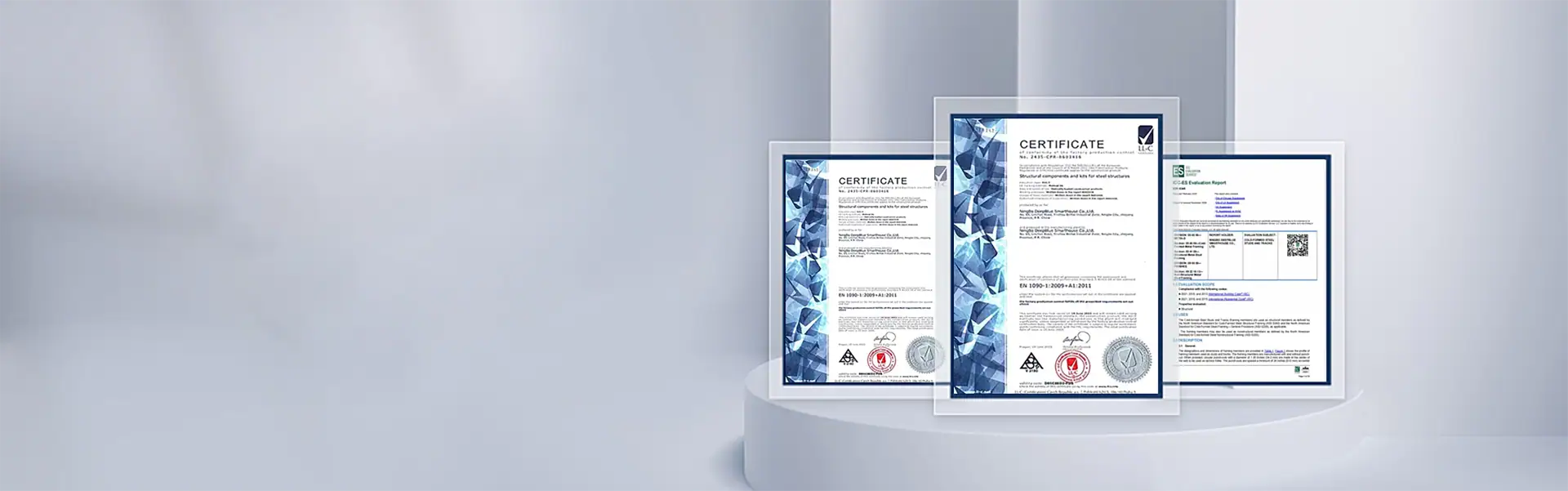 Certified structural engineering certificates on display, showcasing quality and compliance for durable building structures.