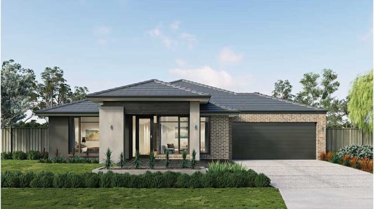 Contemporary house exterior featuring modern architecture, clean lines, and a well-maintained lawn, perfect for family living and stylish curb appeal.