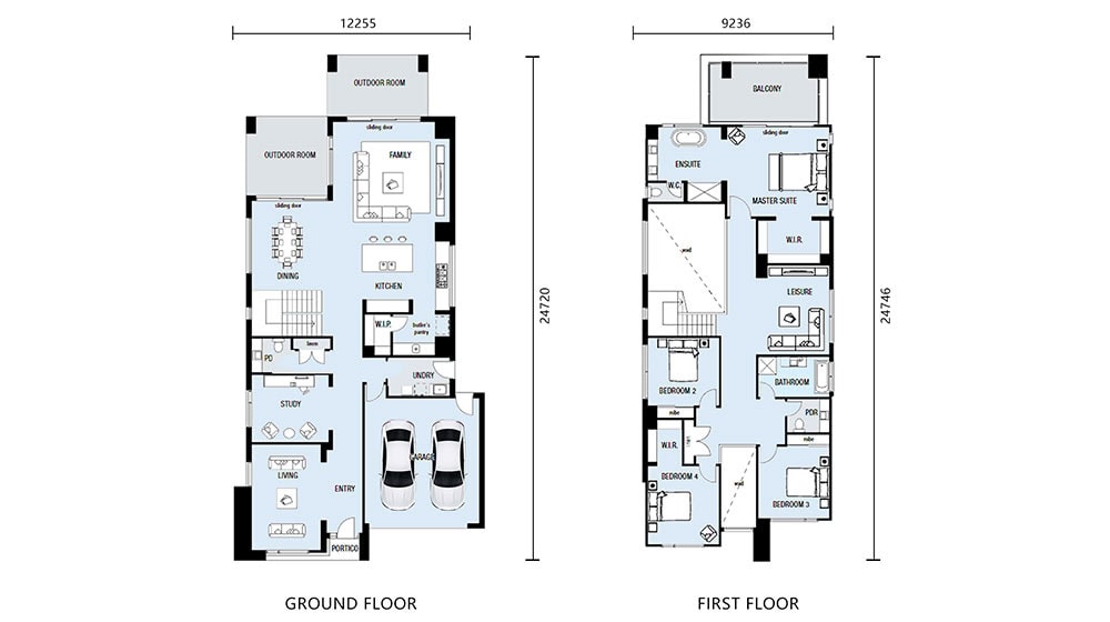 Detailed architectural floor plan of modern home with multiple levels, main living areas, bedrooms, outdoor spaces, and garage. Designed for functionality and comfort, highlighting spacious layouts and contemporary design.