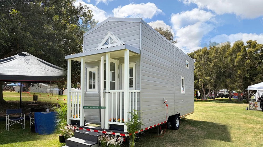 Eco-friendly tiny house with modern design, perfect for minimal living, camping, or tiny home lifestyle in nature.