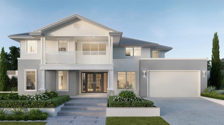 Splendida casa contemporanea con esterni eleganti, ampio balcone e giardino anteriore paesaggistico, che mette in mostra l'architettura elegante e i materiali di costruzione di prima qualità di Deepblue.