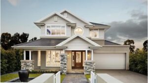 Spaziosa casa contemporanea dal design elegante, con ampie finestre e un prato ben curato, esempio di vita lussuosa e architettura moderna.