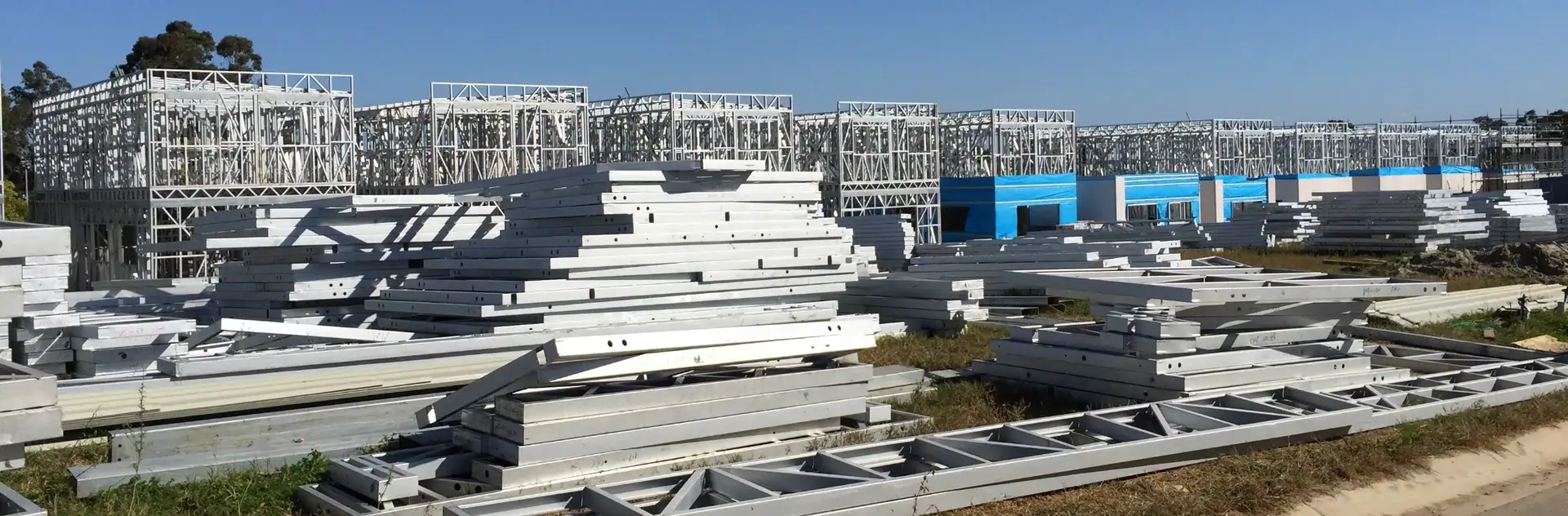 Concrete construction materials and supplies for building projects.
