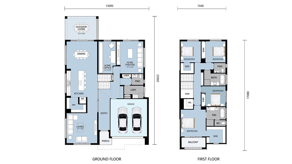 Detailed floor plan of a contemporary Cairo house showcasing ground and first-floor layouts with spacious rooms and modern design elements.