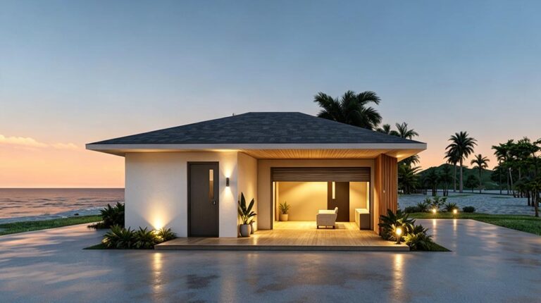Contemporary social house with open living space, modern design, and ocean views, perfect for relaxing and entertaining in a tropical setting.