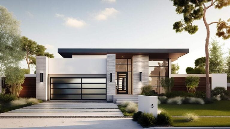 Contemporary Nantes house with sleek design, large glass windows, and minimalist landscaping, showcasing modern architecture and curb appeal.