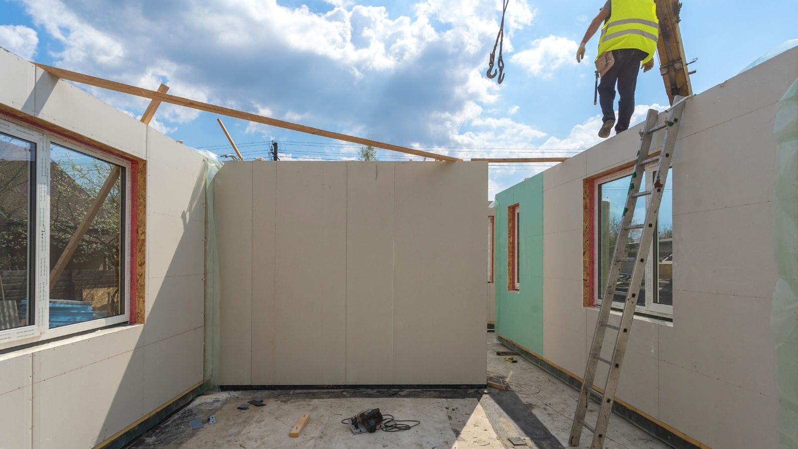 a prefab resort with identical modular buildings