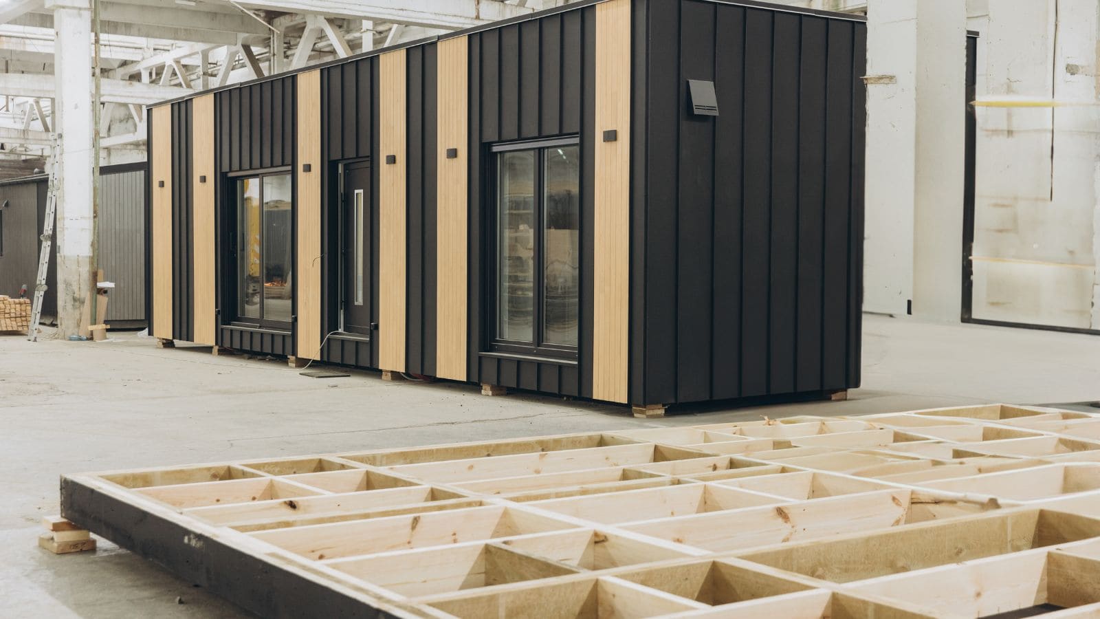 a modular building under factroy construction